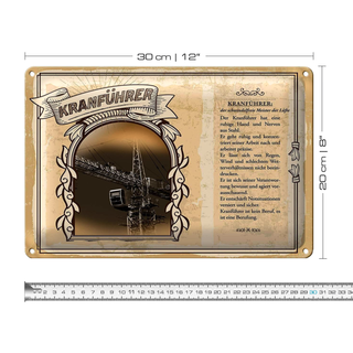 Blechschild Berufe 30x20cm Kranführer ruhige Hand und Nerven