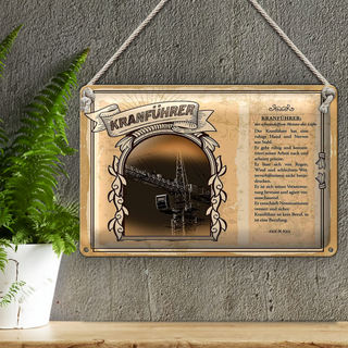 Blechschild Berufe 30x20cm Kranführer ruhige Hand und Nerven