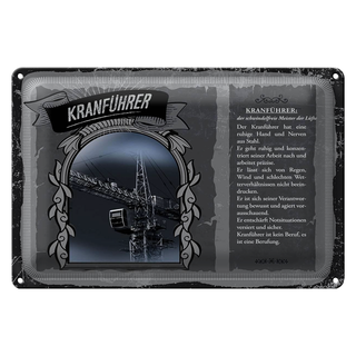 Blechschild Berufe 30x20cm Kranführer Meister der Lüfte