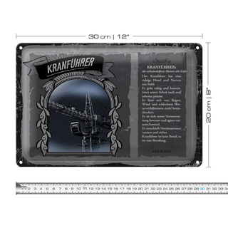 Blechschild Berufe 30x20cm Kranführer Meister der Lüfte