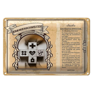 Blechschild Berufe 30x20cm Krankenschwester Kraft Trost Mut
