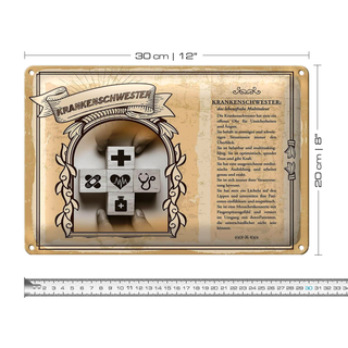 Blechschild Berufe 30x20cm Krankenschwester Kraft Trost Mut