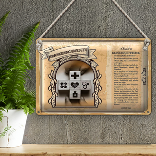 Blechschild Berufe 30x20cm Krankenschwester Kraft Trost Mut