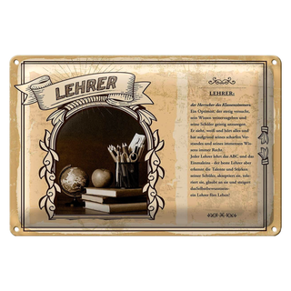 Blechschild Berufe 30x20cm Lehrer Herrscher Klassenzimmers