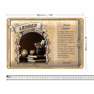 Blechschild Berufe 30x20cm Lehrer Herrscher Klassenzimmers