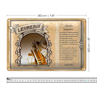 Blechschild Berufe 30x20cm Lehrerin sieht weiß hört alles