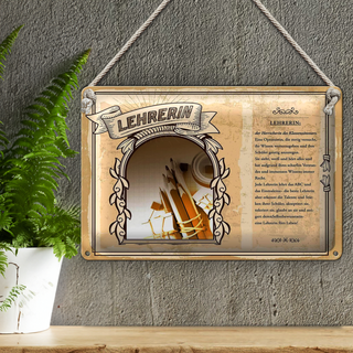 Blechschild Berufe 30x20cm Lehrerin sieht weiß hört alles