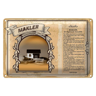 Blechschild Berufe 30x20cm Makler Experte für Immobilie