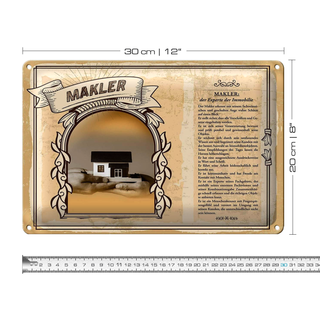 Blechschild Berufe 30x20cm Makler Experte für Immobilie
