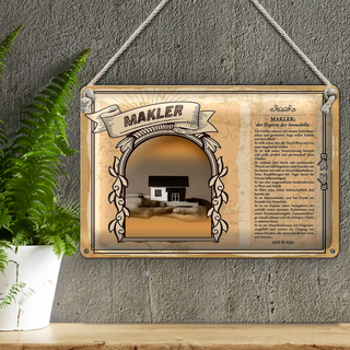 Blechschild Berufe 30x20cm Makler Experte für Immobilie