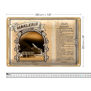 Blechschild Berufe 30x20cm Maklerin Expertin Immobilien
