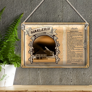 Blechschild Berufe 30x20cm Maklerin Expertin Immobilien