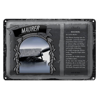 Blechschild Berufe 30x20cm Maurer körperliche Arbeit stark