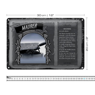 Blechschild Berufe 30x20cm Maurer körperliche Arbeit stark