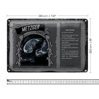 Blechschild Berufe 30x20cm Metzger robuste Gourmet Qualität