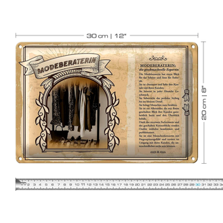 Blechschild Berufe 30x20cm Modeberaterin Geschmack Expertin