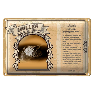 Blechschild Berufe 30x20cm Müller Meister des Getreides