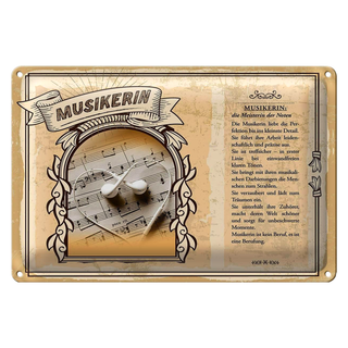Blechschild Berufe 30x20cm Musikerin Meisterin der Noten