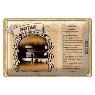 Blechschild Berufe 30x20cm Notar gewissenhaft Verträge exakt
