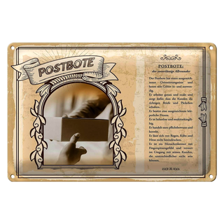 Blechschild Berufe 30x20cm Postbote Orientierungssinn Gebiet