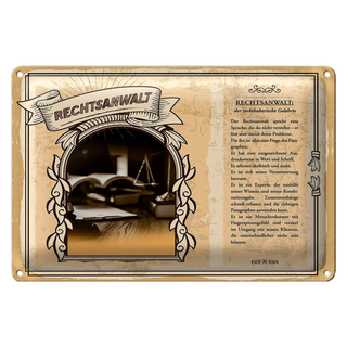 Blechschild Berufe 30x20cm Rechtsanwalt Sprache Paragraphen