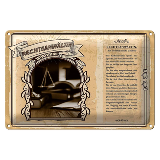 Blechschild Berufe 30x20cm Rechtsanwältin Paragraphen