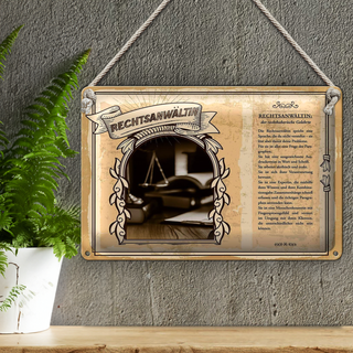 Blechschild Berufe 30x20cm Rechtsanwältin Paragraphen