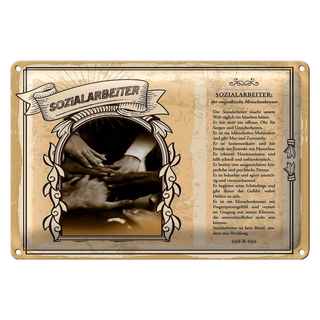 Blechschild Berufe 30x20cm Sozialarbeiter Sorgen Unsicherheit