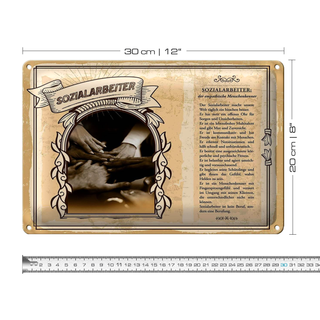 Blechschild Berufe 30x20cm Sozialarbeiter Sorgen Unsicherheit