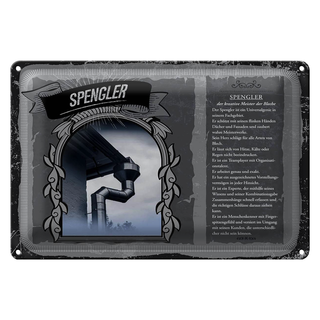 Blechschild Berufe 30x20cm Spengler Meister der Bleche