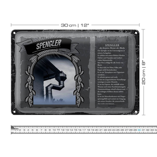 Blechschild Berufe 30x20cm Spengler Meister der Bleche