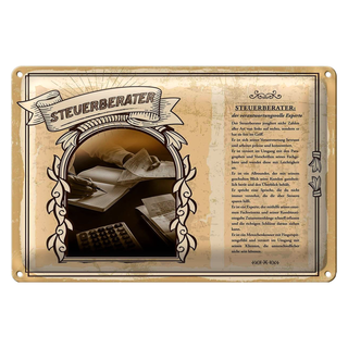 Blechschild Berufe 30x20cm Steuerberater Experte Steuern