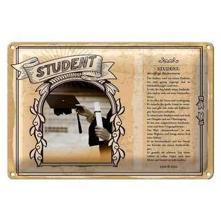 Blechschild Berufe 30x20cm Student der eifrige Bücherwurm