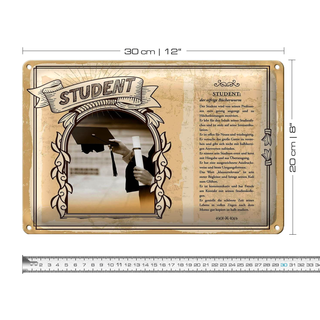 Blechschild Berufe 30x20cm Student der eifrige Bücherwurm