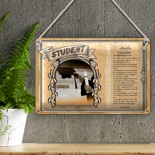 Blechschild Berufe 30x20cm Student der eifrige Bücherwurm