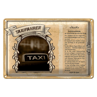 Blechschild Berufe Taxifahrer Nerven aus Stahl 30x20cm