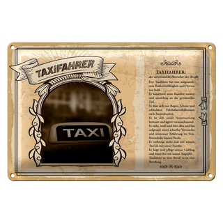 Blechschild Berufe Taxifahrer Nerven aus Stahl 30x20cm