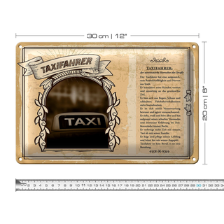 Blechschild Berufe Taxifahrer Nerven aus Stahl 30x20cm