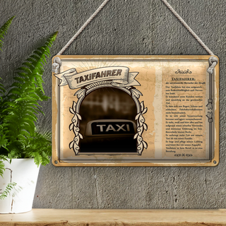 Blechschild Berufe Taxifahrer Nerven aus Stahl 30x20cm