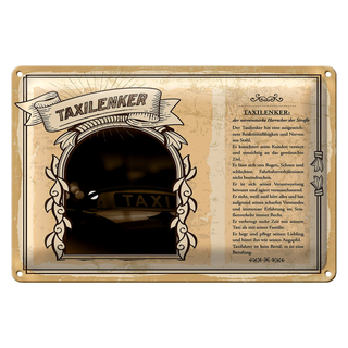 Blechschild Berufe Taxilenker Verantwortung bewusst 30x20cm