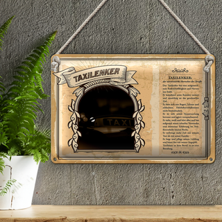 Blechschild Berufe Taxilenker Verantwortung bewusst 30x20cm