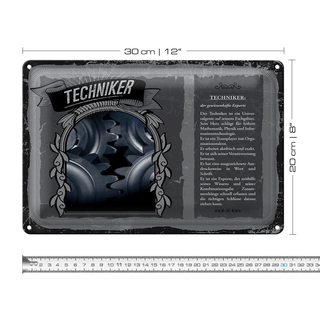 Blechschild Berufe Techniker Herz schlägt für Mathe 30x20cm