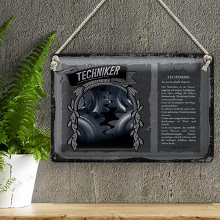 Blechschild Berufe Techniker Herz schlägt für Mathe 30x20cm