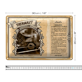 Blechschild Berufe Tierarzt heilt versiert die Wunden 30x20cm
