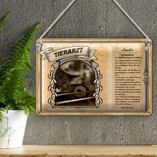 Blechschild Berufe Tierarzt heilt versiert die Wunden 30x20cm