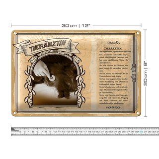 Blechschild Berufe Tierärztin behandelt ruhig Tiere 30x20cm