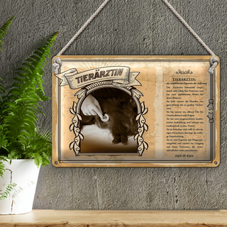 Blechschild Berufe Tierärztin behandelt ruhig Tiere 30x20cm