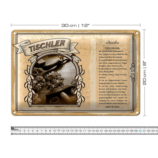 Blechschild Berufe Tischler Holzexpert Menschenkenner 30x20cm