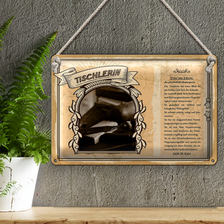 Blechschild Berufe Tischlerin Holzexperte 30x20cm
