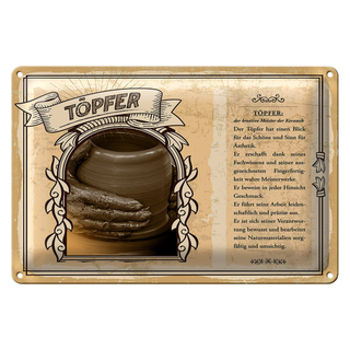 Blechschild Berufe Töpfer Meister kreativ 30x20cm